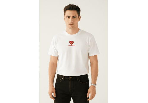 'Human' Nakışlı, Erkek Regular Size Tshirt W 'Human' Nakışlı, Erkek Regular Size Tshirt W